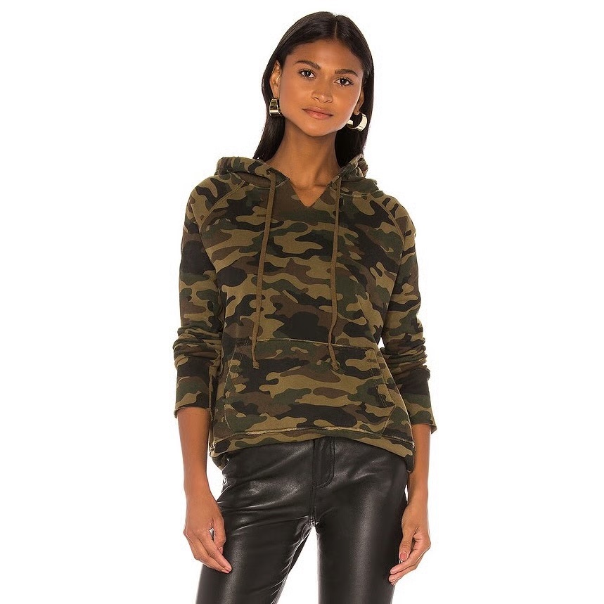 Nili Lotan Hoodie Distressed Janie Camo Camouflage Green Xs